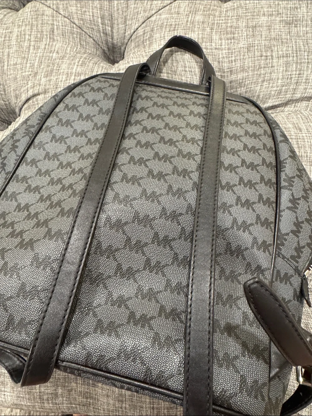 Michael Kors Bag Jet Set MK Logo Black Gray Backpack - Picture 14 of 17